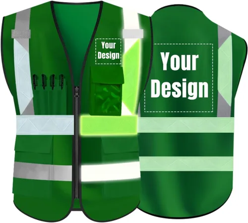 Vista 37 de Chaleco de seguridad de alta visibilidad Personaliza tu logotipo chaleco de seguridad protector, Negro