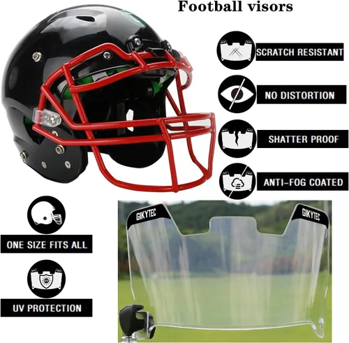 Vista 2 de Visera de fútbol para casco de fútbol, resistente a los arañazos, bloqueo UV, visera de protección facial para jóvenes y adultos
