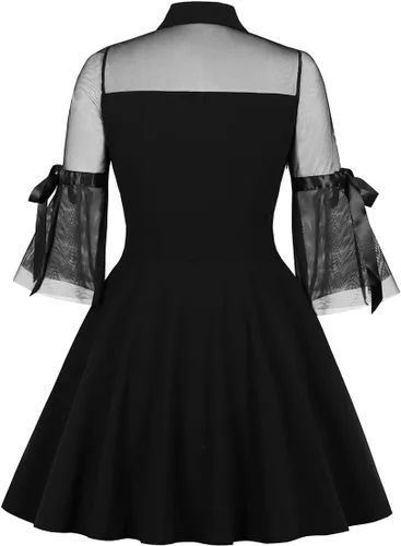 Vista 2 de Vestido vintage de lunares de los años 50 Audrey retro Rockabilly vestido de fiesta de los años 50 y 60, vestido de cóctel acampanado