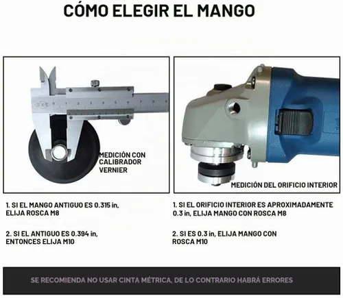 Vista 5 de Mango lateral auxiliar de rosca de 0.315 in de diámetro apto para todas las marcas amoladora angular (0.315 in)
