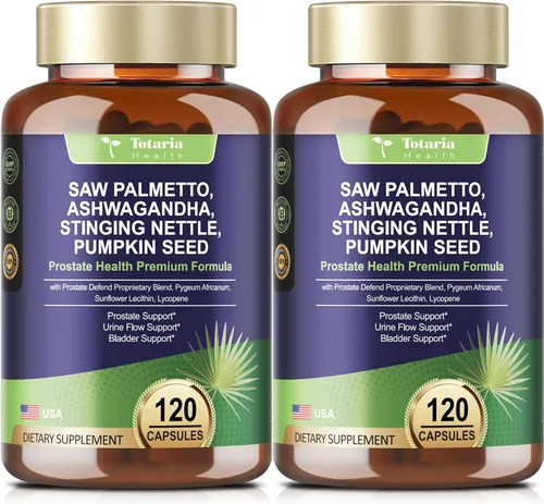 Vista 10 de Totaria Saw Palmetto Orgánico - Suplementos para la Salud de la Próstata para Hombres con Raíz de Ashwagandha, Ortiga, Semilla de Calabaza, Mezcla