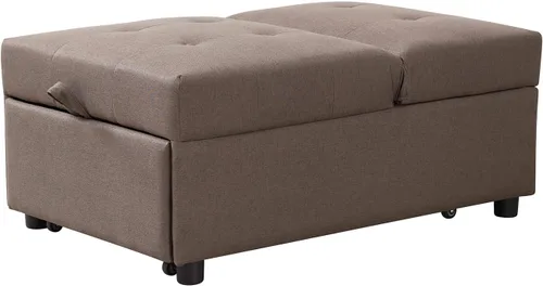 Vista 4 de Kings Brand Furniture - Otomana multifuncional, sofá cama, silla convertible, gris oscuro Blanco