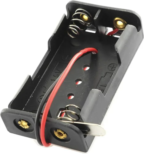 Vista 4 de DGZZI Caja de batería 4 unids 2x1.5V AA negro plástico caja de almacenamiento con cable clip de resorte e interruptor de cierre