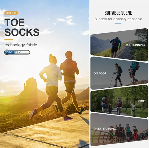 Vista 8 de Calcetines Cool-max para correr para hombres y mujeres, 3 pares de calcetines atléticos transpirables de cinco dedos