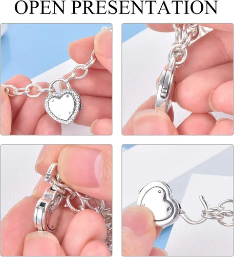 Vista 7 de ONEFINITY Pulsera de urnas para cenizas humanas con cierre de corazón dije de urna y cenizas pulsera de plata de ley 925 pulsera de recuerdo