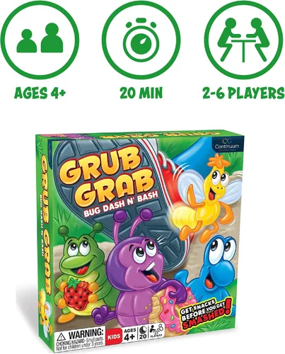 Vista 6 de Continuum Games Grub Grab: Bug Dash and Bash, juego de mesa Ant para niños