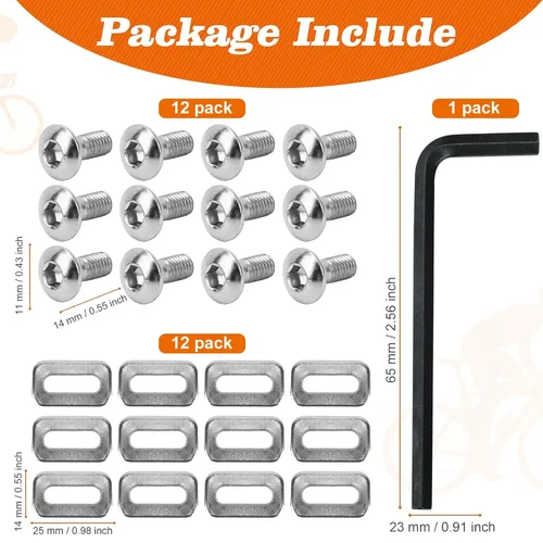 Vista 2 de Delta - Tornillos para tacos SPD, tornillos de repuesto compatibles con tacos de bicicleta Delta, llave de clip SPD, tornillos de tacos Delta