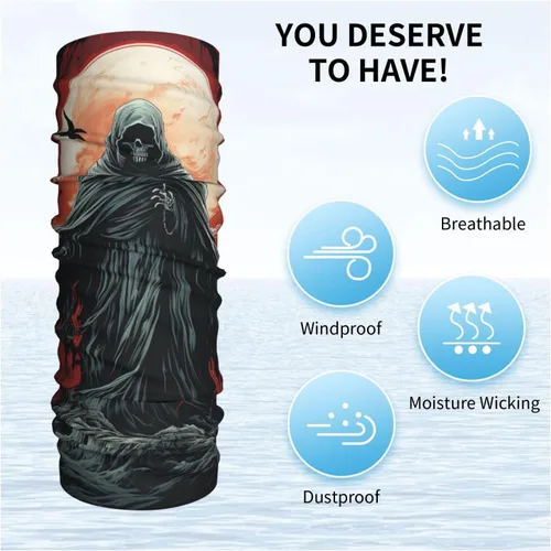 Vista 6 de CASGTNZ grim reaper skull skeleton angel red Neck Gaiter Face Cover Balaclava Gaiter Mask for Men Women Bandana for Motorcycle Cycling Riding Skiing