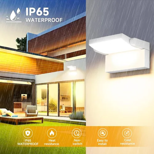 Vista 2 de 3Pack de luces de pared LED para exterior de 40W, luces de inundación blancas de 350° de rotación, lámpara de iluminación exterior comercial