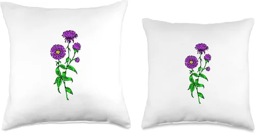Vista 3 de Aster Floral Image Aster - Almohada gráfica de flores moradas, 16 x 16 pulgadas, multicolor