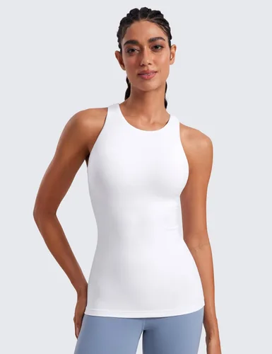 Vista 2 de CRZ YOGA Butterluxe - Camiseta sin mangas de cuello alto con espalda cruzada para mujer, con brasier integrado, para entrenamiento, yoga, atlética
