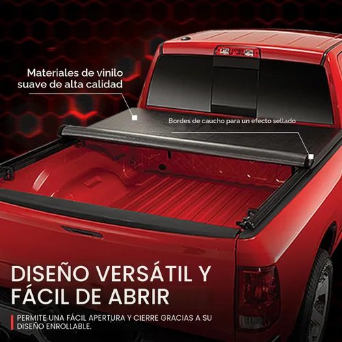 Vista 2 de DNA Motoring TTC-RU-033 - Cubierta enrollable de vinilo suave para plataforma de camioneta compatible con Silverado Sierra 1500 2500 3500 & HD