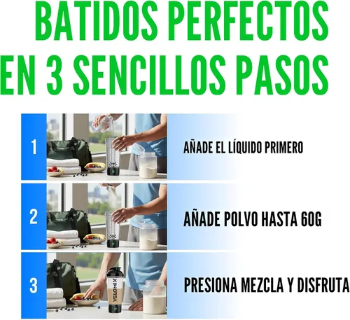 Vista 7 de VELOMIX Botella agitadora de proteínas eléctrica - 24 oz Recargable USB-C Vasos agitadores a prueba de fugas para batidos de proteínas