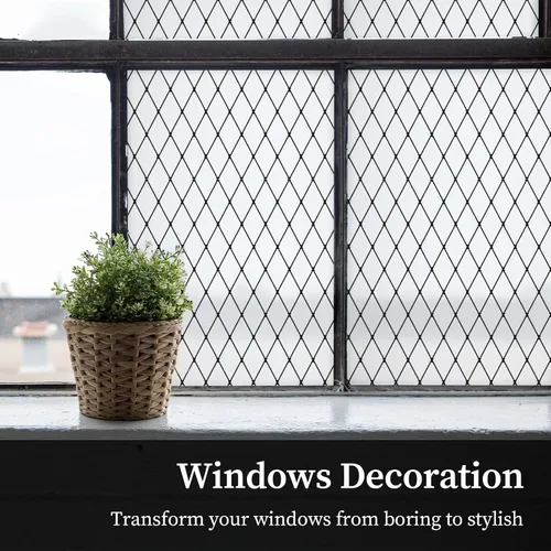 Vista 5 de Película para ventana, tinte de vidrio esmerilado, bloque solar de celosía negra, 17.3 x 78.7 pulgadas