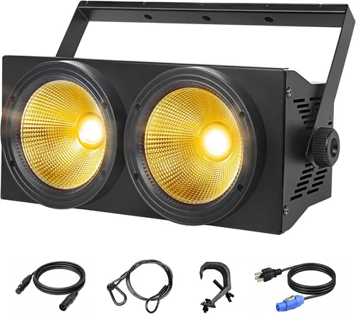 Vista 10 de MAD OWL Luces LED de 200 W, 2 ojos fríos y blancos cálidos, control DMX, activación de sonido, estroboscópico COB para teatro, iglesia, eventos
