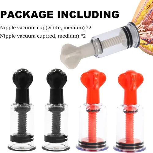 Vista 3 de Jesakmie 2 pares de correctores de pezones rojos de gran tamaño para mujeres que amamantan al mes, extractor de pezones, dispositivo de ventosa
