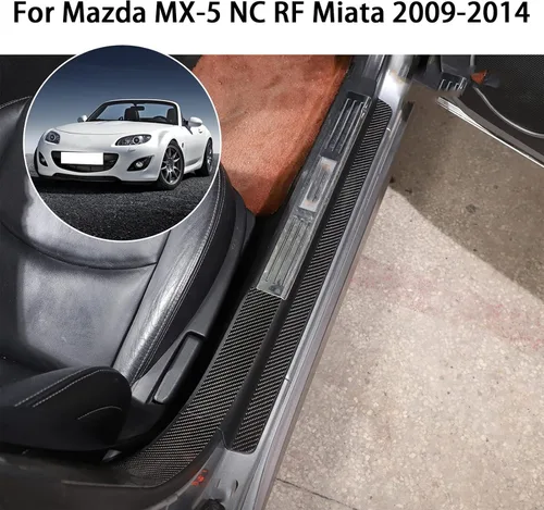 Vista 4 de Protector de umbral de puerta interior y exterior de fibra de carbono seco para Mazda MX-5 NC RF Miata 2009 2010 2011 2012 2013 2014 Juego