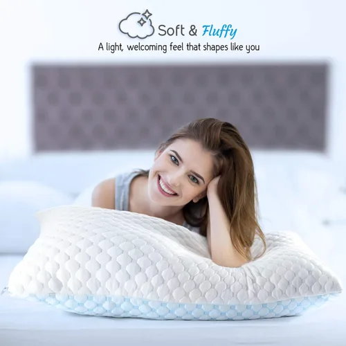 Vista 6 de Nestl - Almohada más refrescante, almohada de espuma viscoelástica con seda y gel que reduce el calor y la humedad, ajustable, lavable