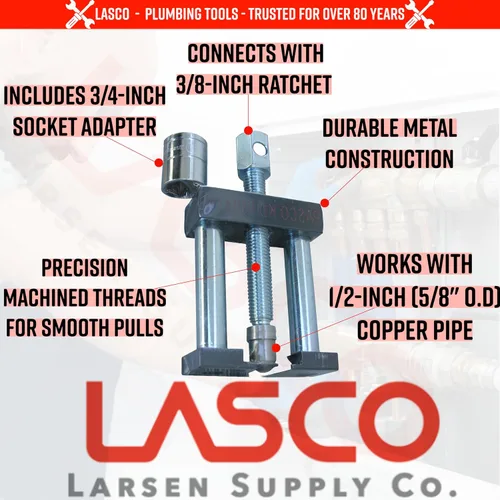 Vista 2 de LASCO 13-2708 Extractor de manguito de compresión para tubo de cobre de 1/2 pulgada (5/8 OD)