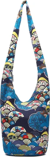 Vista 222 de Bolsa de hombro para mujer, de lona en estilo hippie/bohemio para llevar cruzada al hombro, disponible en diferentes colores y estampados