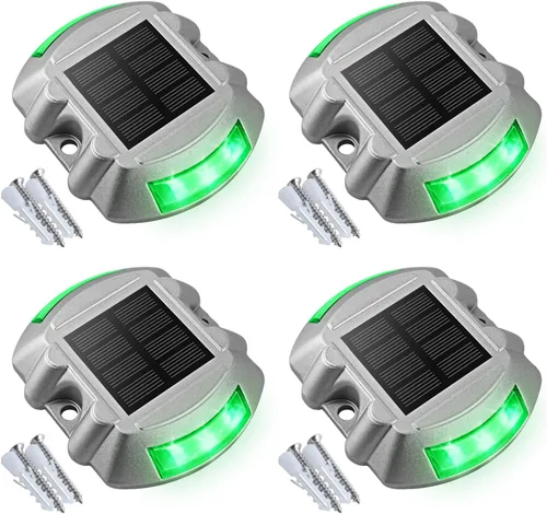 Vista 16 de VOLISUN Luces Solares de Cubierta de Navidad Luces de Muelle de Entrada, Paquete de 4 LED IP67 Impermeables Luz de Advertencia de Escalón para Rojo