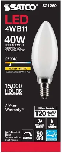 Vista 5 de Satco S21269 4B11/LED/927/FR/120V/E12-paquete de 6