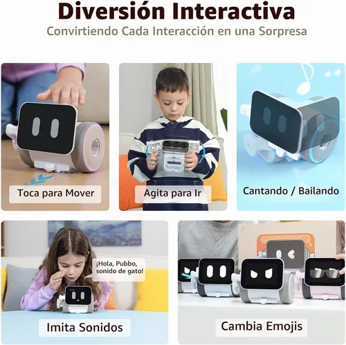 Vista 3 de WhalesBot Pubbo Air - Robot interactivo inteligente para niños, voz/táctil/aplicación/control remoto, codificación modular/rasguño, robótico