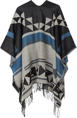 Vista 39 de Chales cálidos para mujer, cárdigan con frente abierto, estilo vintage, poncho