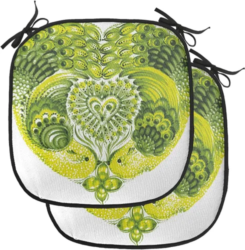 Vista 110 de Lunarable Floral Chair Cushion Pad, Flower Petal with Oriental Detail Culture Design, Seat Padding for Kitchen & Patio with Anti-Slip Backing