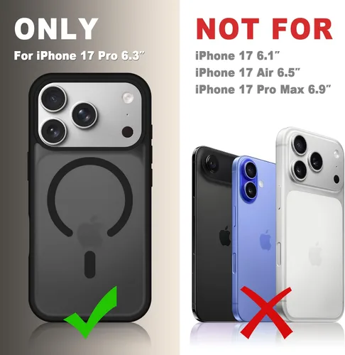 Vista 1776 de Funda para Google Pixel 10 Pro XL, cubierta magnética mate, color negro Fit for MagSafe, Screen Protector included, Shockproof Military Grade