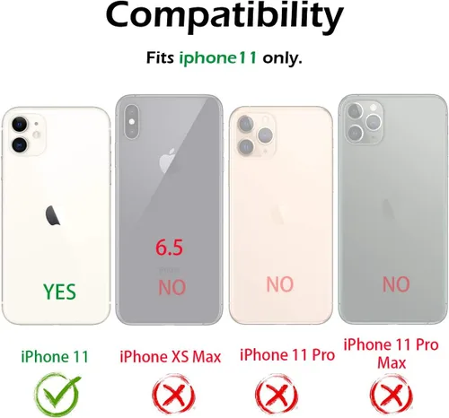 Vista 8 de Dexnor Funda para iPhone 11 con protector de pantalla, transparente, resistente 360, protección de cuerpo completo, a prueba de golpes, parte