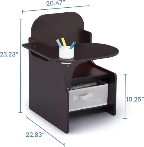Vista 9 de Delta Children MySize - Escritorio con silla con compartimento de almacenamiento + caja de juguetes MySize Deluxe, chocolate oscuro (paquete)