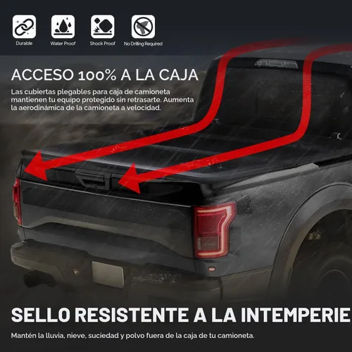 Vista 5 de DNA MOTORING TTC-HARD-054 - Cubierta rígida de tres pliegues para plataforma de camioneta, negro