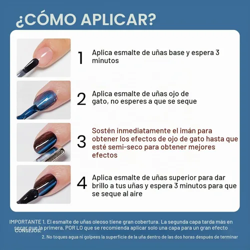 Vista 4 de Esmalte de uñas magnético de secado rápido, color negro y azul Negro azul