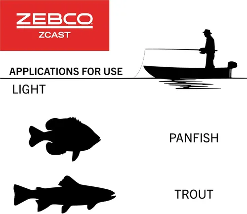 Vista 4 de Zebco Z-Cast - Caña de pescar giratoria duradera con vidrio Z, cómoda asa de caña de EVA, guías de anillo de choque, potencia media