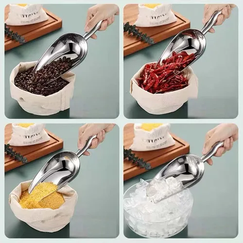 Vista 5 de Cuchara de hielo de acero inoxidable, mini cuchara para congelador, resistente, apta para lavavajillas, 5 onzas