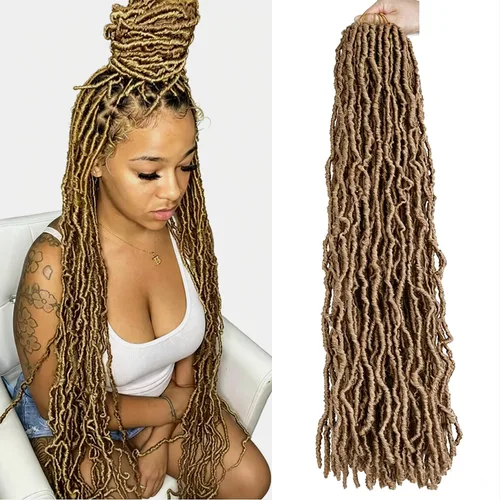 Vista 45 de 6 Paquetes Soft Locs Cabello de Ganchillo Pre Looped Faux Locs Trenzas de Ganchillo Goddess Locs Dreadlocs Cabello Sintético Para Mujeres Negras 1b