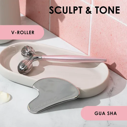 Vista 5 de JAPONESQUE SKINTherapy - Herramienta de contorno facial en V para drenaje linfático, masaje facial, alivia la tensión y mejora la absorción