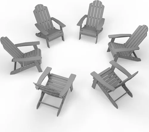 Vista 22 de MXIMU Silla Adirondack plegable para exteriores: sillas Adirondack fáciles de montar y cómodas, silla de plástico compuesto para todo tipo de clima