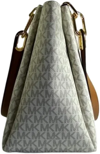 Vista 3 de Michael Kors Bolso de hombro grande Trisha con triple refuerzo para mujer, Vanilla MkOro
