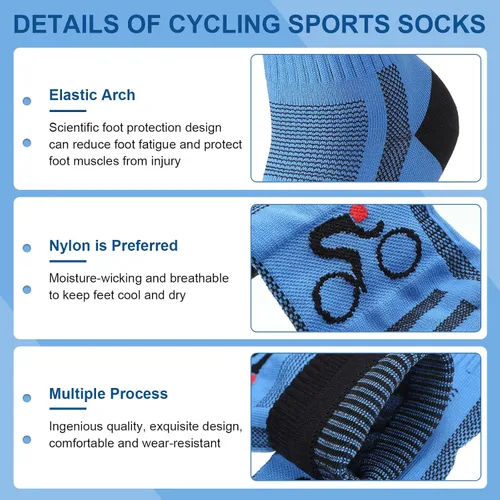 Vista 2 de Bonuci 5 pares de calcetines de ciclismo para hombre, calcetines deportivos unisex de nailon colorido, calcetines atléticos transpirables, regalos