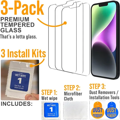 Vista 48 de Scooch Protector de pantalla 5 en 1 para iPhone 11 (paquete de 3) con protector de lente de cámara (paquete de 2) vidrio templado 9H de alta