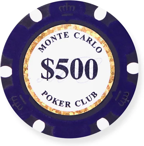 Vista 9 de MRC 50pcs Monte Carlo Poker Club 3-Tone Clay Composite 0.49 oz Heavy Poker Chips