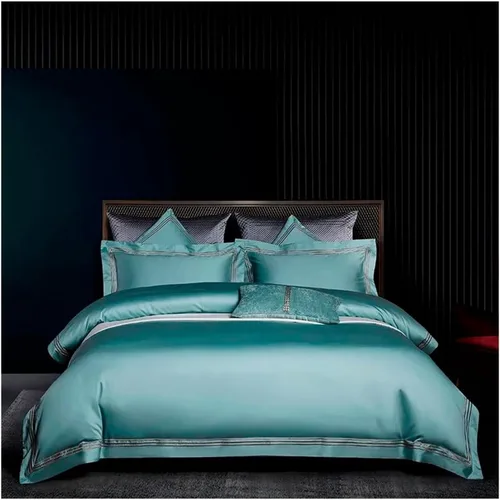 Vista 8 de Juego de ropa de cama de algodón egipcio de 1000 hilos, 4/6 piezas, tamaño doble, queen, king, bordado, funda de edredón, sábana, funda de almohada