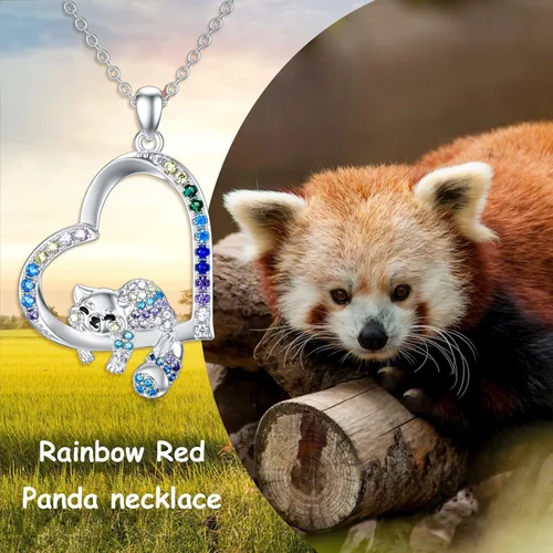 Vista 2 de RJK Sterling Silver Heart Shape Animal Pendant Necklace with Rainbow Cubic Zirconia Animal Jewelry Gifts for Animal Lover Christmas Birthday Gifts