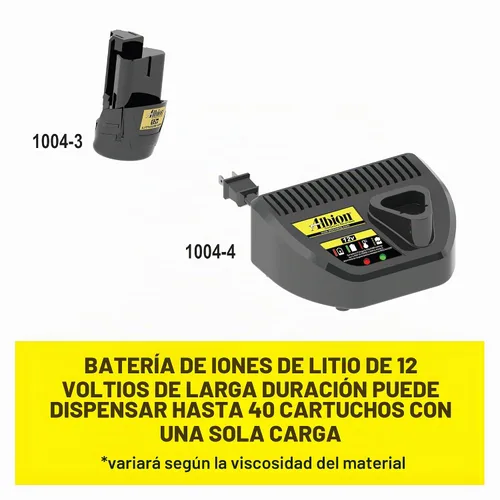 Vista 4 de Albion Engineering E12Q B-Line - Pistola de calafateo de cartucho inalámbrica, sin goteo, 12 V, 1 cuarto de galón