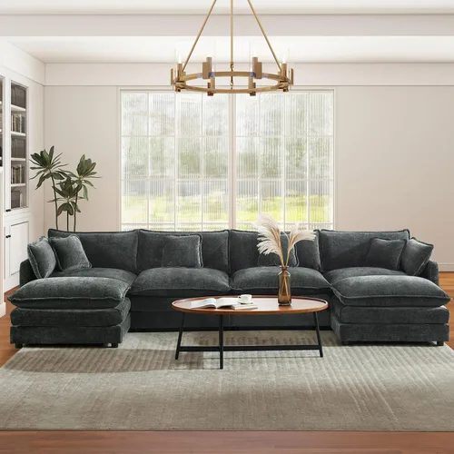 Vista 27 de Sofá seccional modular convertible de 76.7", sofás de dos plazas de chenilla con asiento profundo y cojines tipo loveseat para sala de estar, Beige