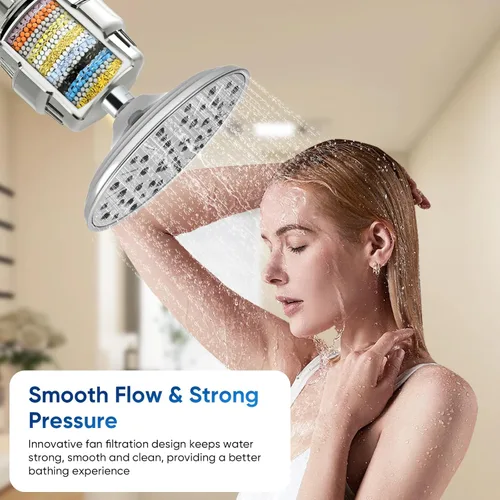 Vista 5 de eco4life Filtro de ducha - Filtro de cabezal de ducha de 25 etapas para agua dura, reduce el 99% del metal pesado, mejora la piel y el cabello