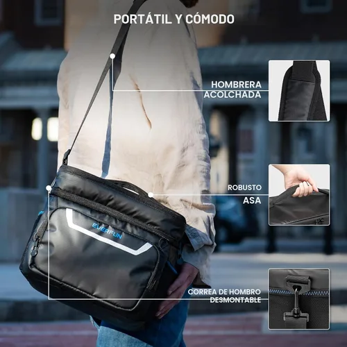 Vista 7 de EVERFUN Pequeña bolsa más fresca 24 latas doble cubierta impermeable Negro