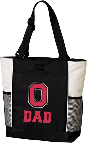 Vista 2 de Broad Bay Official Ohio State Tote Bag Zippered Travel Carryall Buckeyes Logo, 600D Polyester Canvas, Adjustable Web Handles, Front Pocket, Side